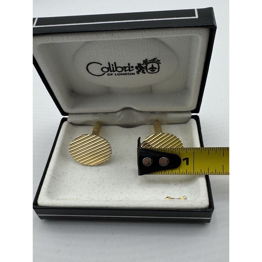 Colibri Oval Gold Tone Cuff Links in Original Box Wow - Picture 3 of 4